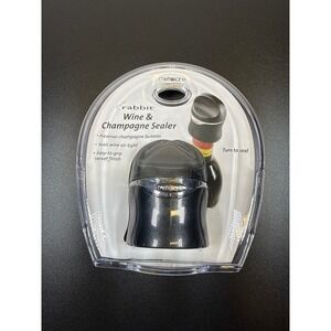 Rabbit Wine and Champagne Sealer Metrokane Black Velvet Finish 6149 New